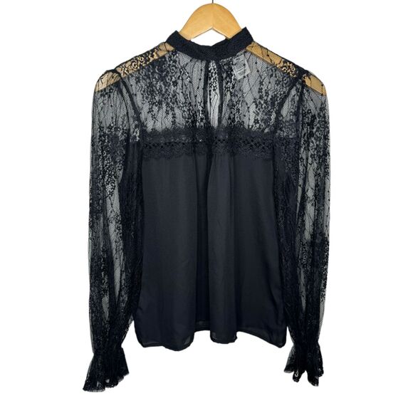 A. Calin by Flying Tomato lace sheer long sleeve blouse Small - Picture 2 of 8